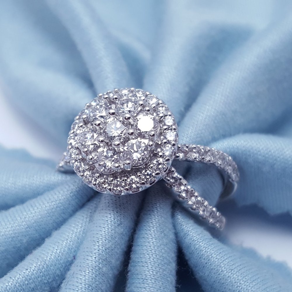 Unique 14k Solid White Gold Designer Split Shank … - image 3